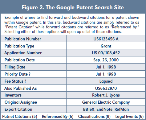 Figure 2. The Google Patent Search Site
